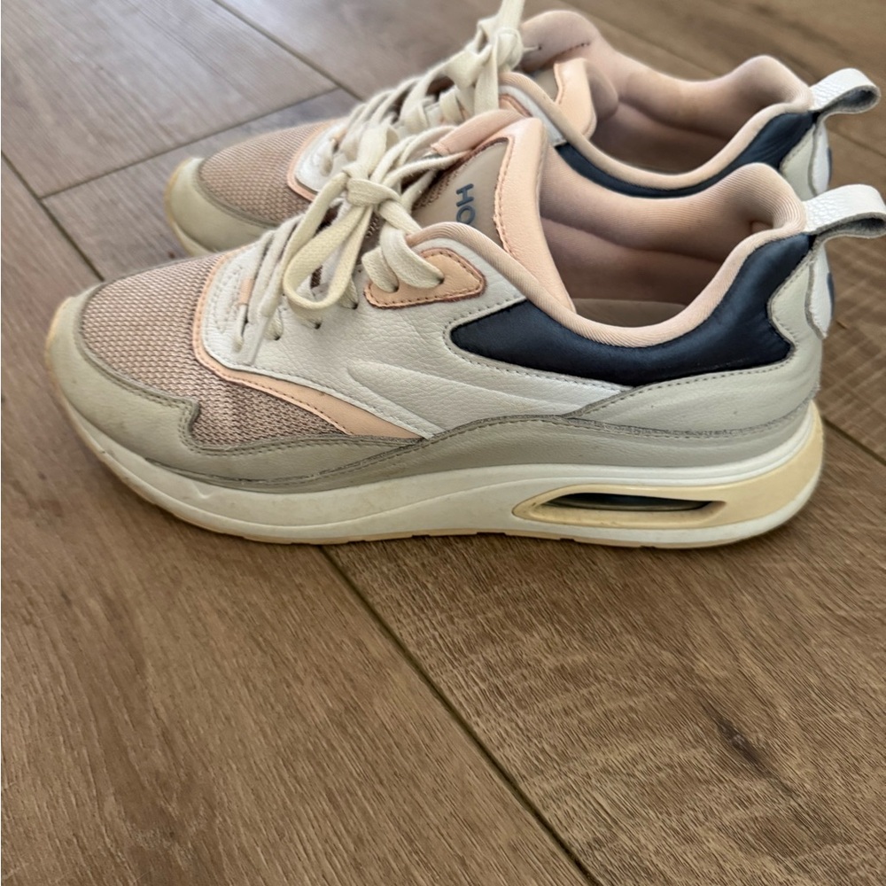 Cream and Blue Chunky Athletic Sneakers